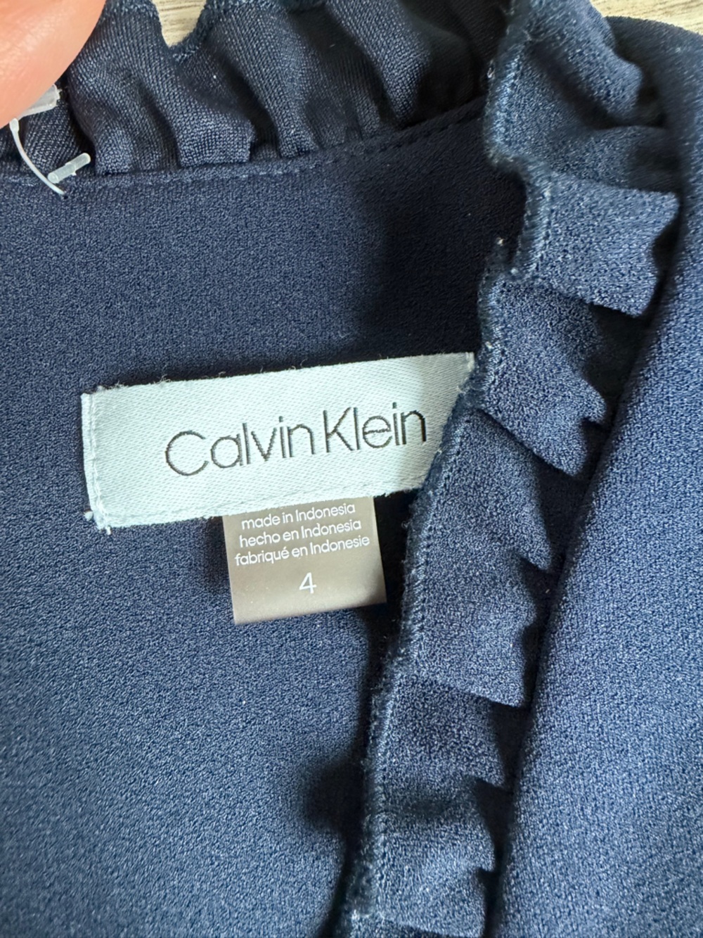 Calvin Klein Navy Wide-Leg Jumpsuit with Waist Tie - Picture 4 of 4